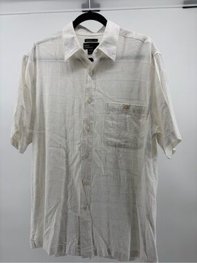 Marc Edwards Washable Linen Men's White Casual Button‎ Down Size Large